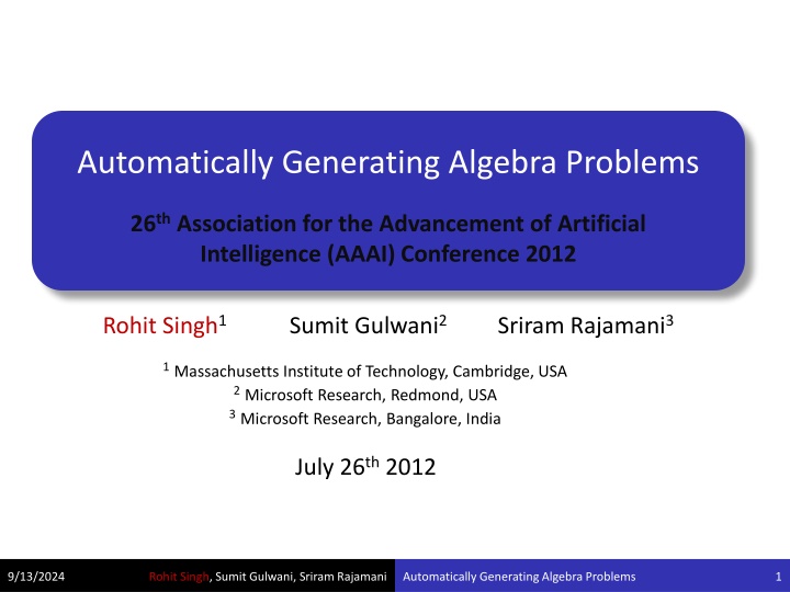 Automatically Generating Algebra Problems: A Computer-Assisted Approach