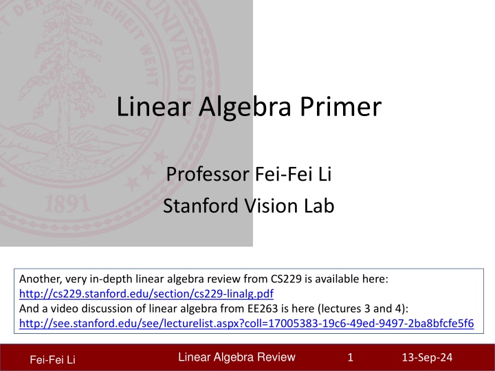 Linear Algebra Overview and Resources at Stanford