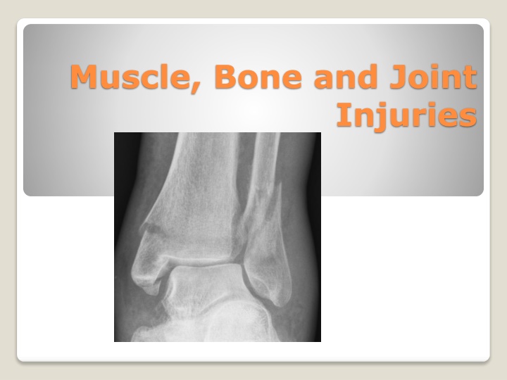 Muscle, Bone, and Joint Injuries: Care and Treatment