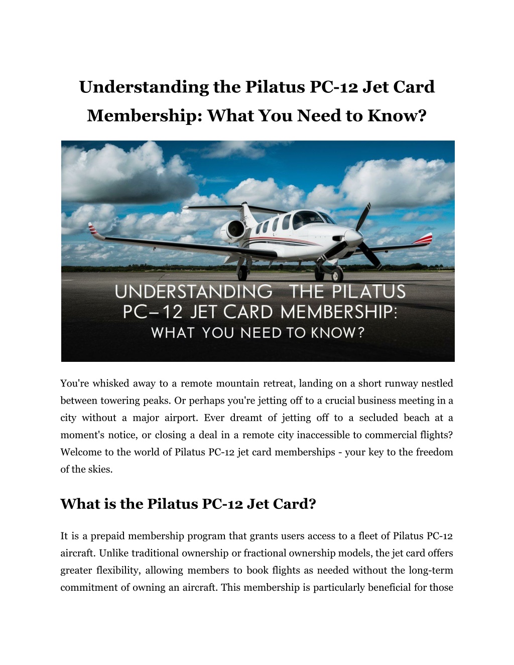 understanding the pilatus pc 12 jet card l.w