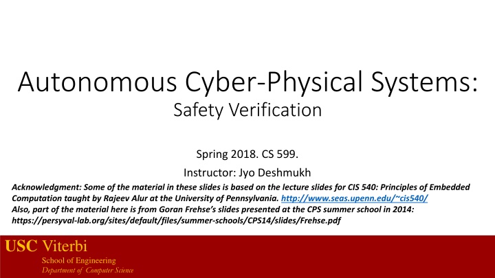 Safety Verification Using Barrier Certificates in Autonomous Cyber-Physical Systems