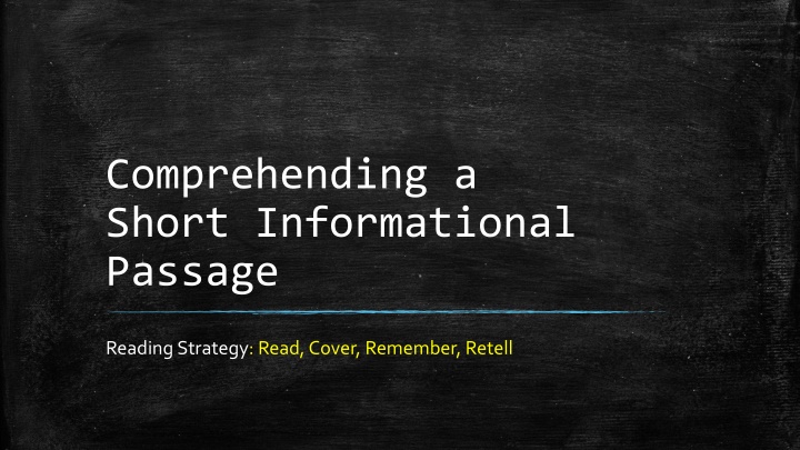 Reading Comprehension Strategy: Read, Cover, Remember, Retell
