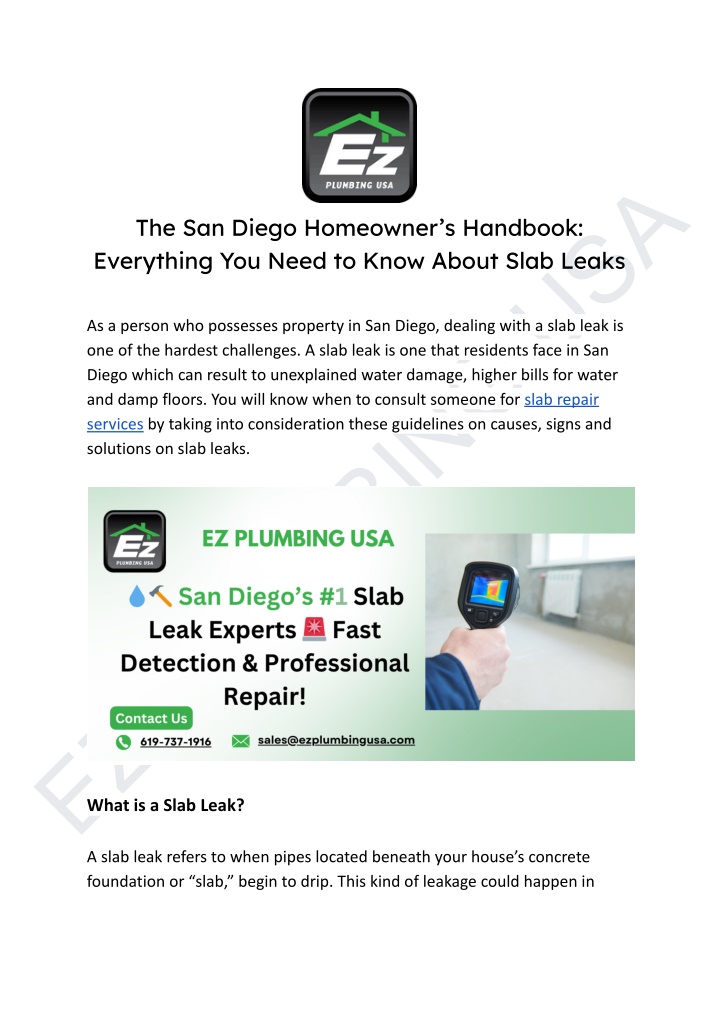 ez plumbing usa a slab leak refers to when pipes n.w