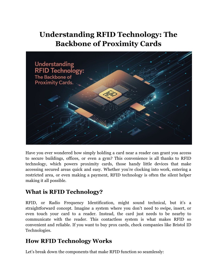 understanding rfid technology the backbone n.w