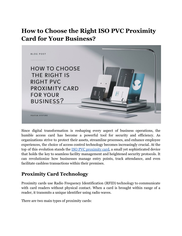 how to choose the right iso pvc proximity card n.w