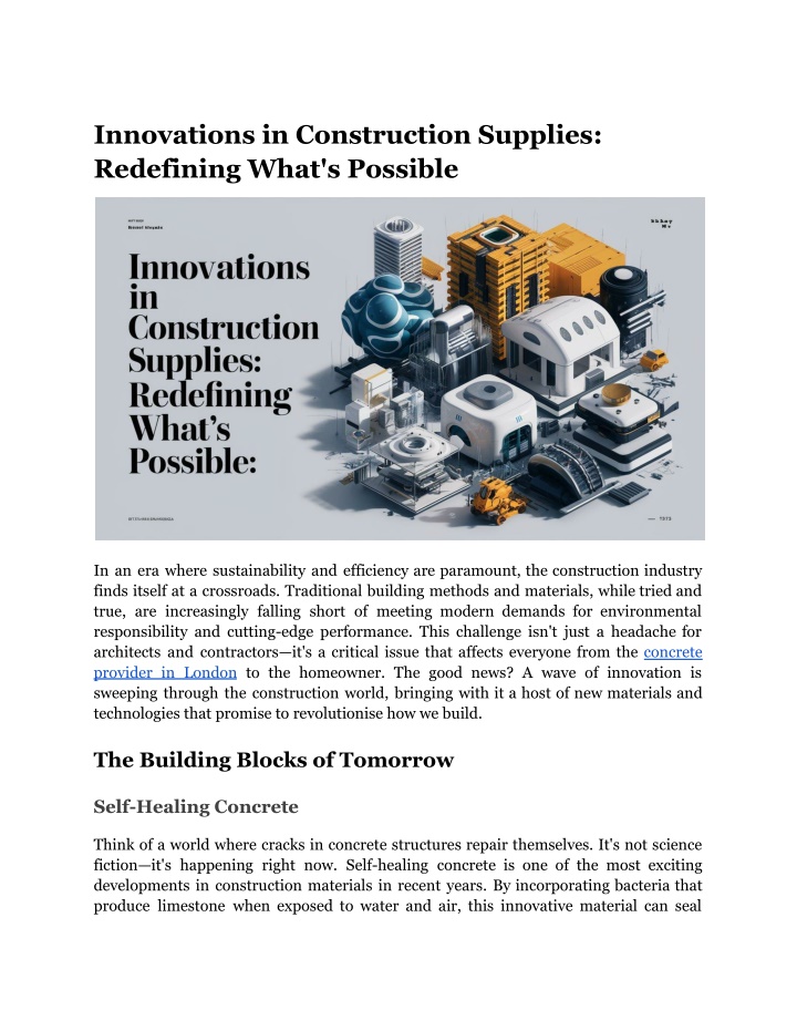 innovations in construction supplies redefining n.w