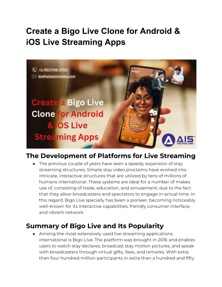 create a bigo live clone for android ios live n.w