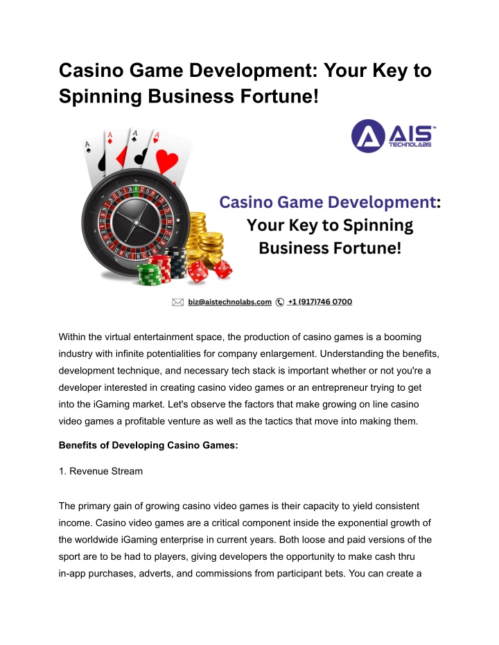 casino game development your key to spinning n.w