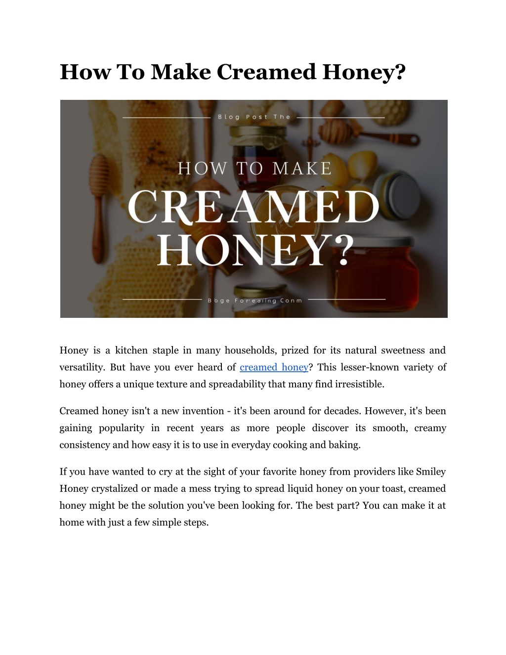 how to make creamed honey l.w