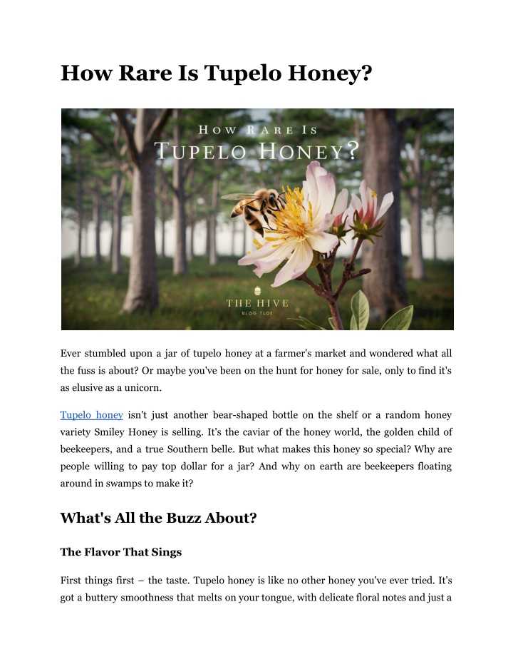 how rare is tupelo honey n.w