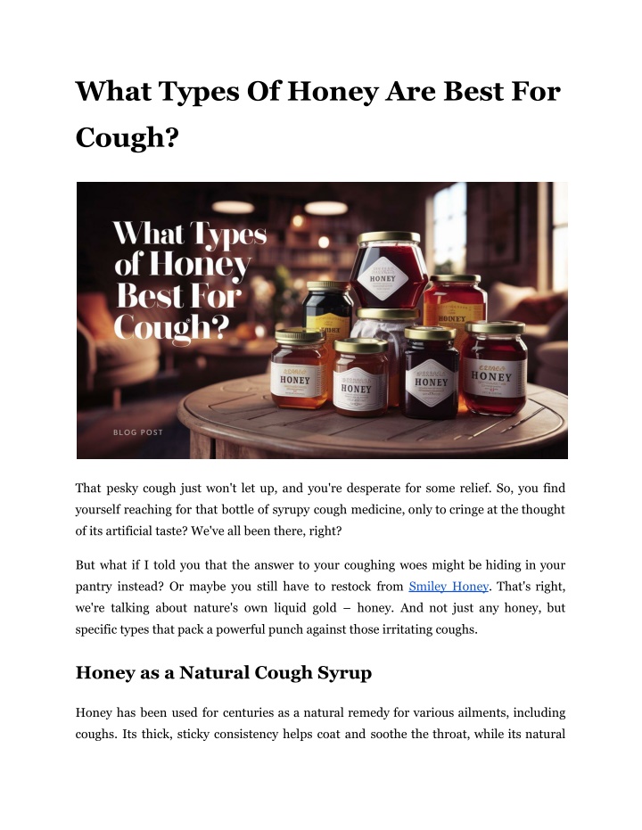 what types of honey are best for n.w