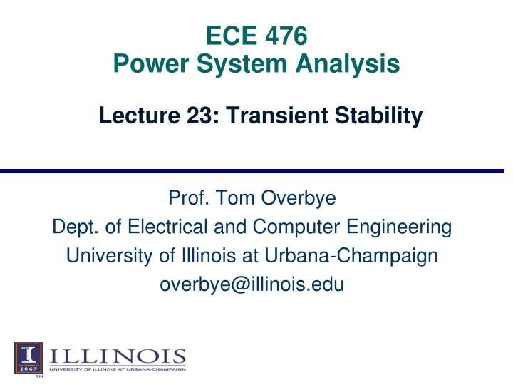 Power System Analysis Lecture: Transient Stability with Prof. Tom Overbye