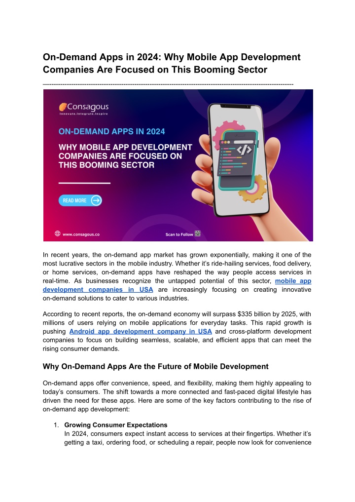 on demand apps in 2024 why mobile app development n.w