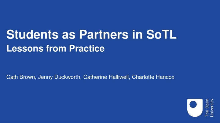Student Partnerships in SoTL: Lessons and Insights