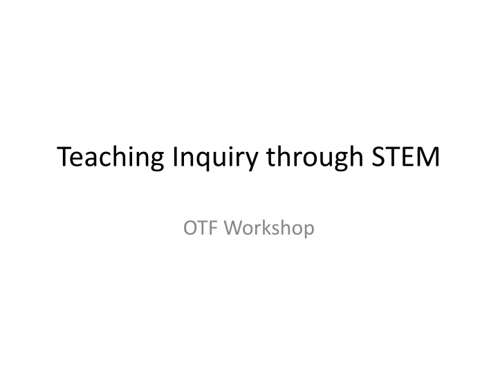 STEM Inquiry Workshop: Bumper Project Competition