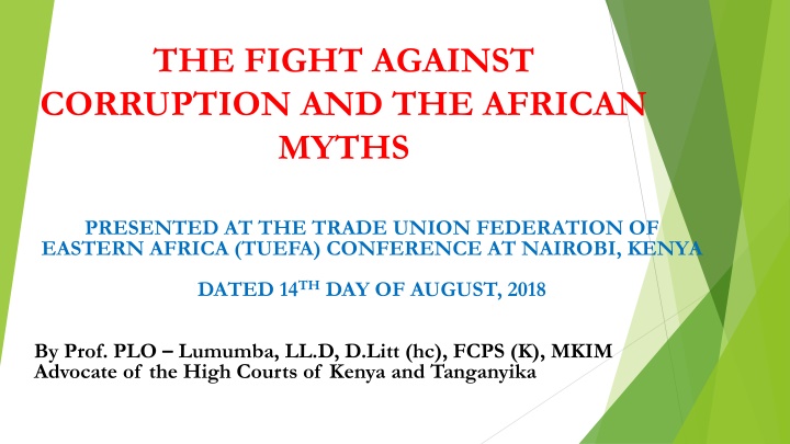 The Fight Against Corruption and African Myths in Review at TUEFA Conference
