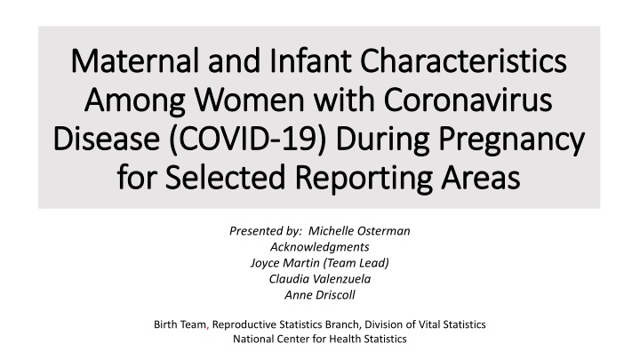 Maternal and Infant Characteristics During COVID-19 Pregnancy