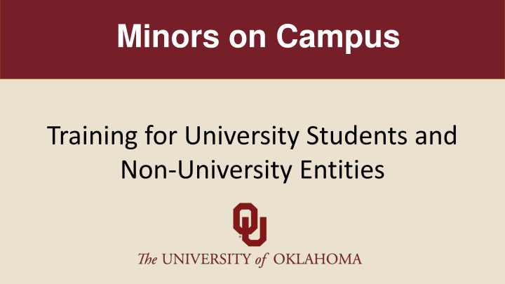 Minors on Campus Training Guidelines for University Events