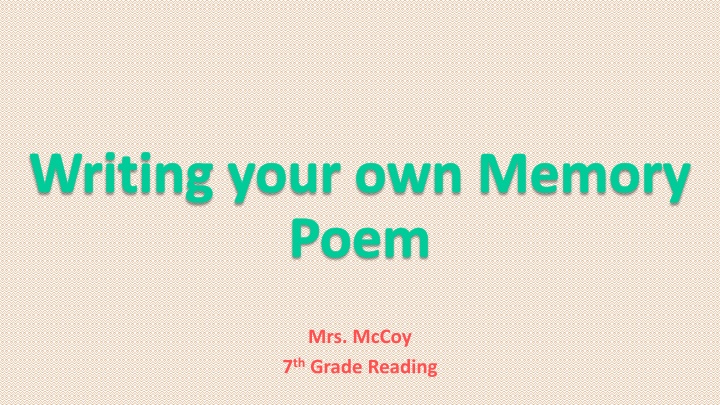 Memories Through Poetry
