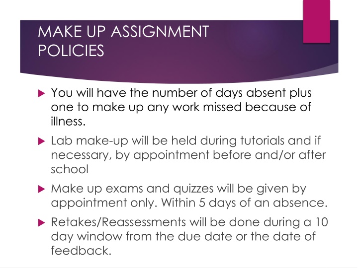 Assignment Policies and Classroom Procedures for Success