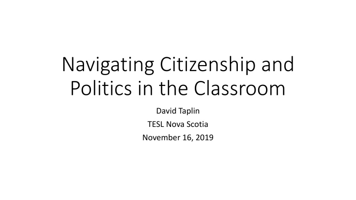 Cultural Identity and Citizenship in the Classroom