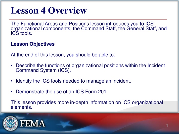 Incident Command System (ICS) Organizational Components