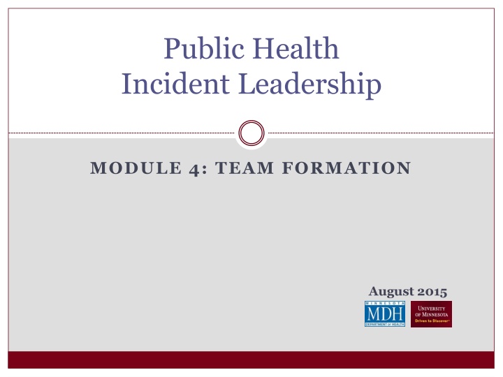 Effective Team Formation in Public Health Incident Leadership