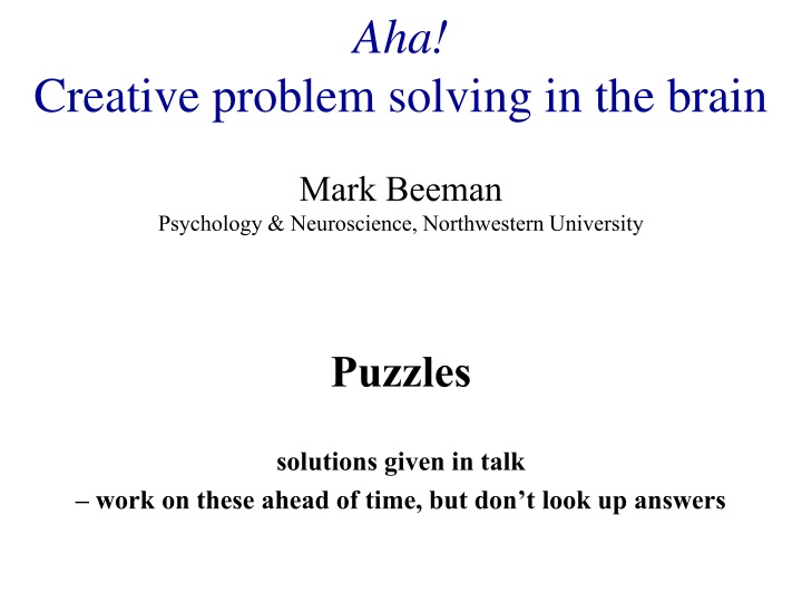 Brain Teasers and Puzzles for Creative Problem Solving