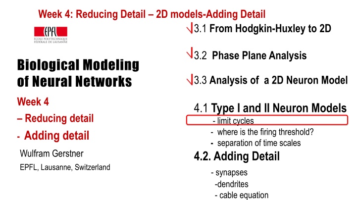 2D Neuron Models and Phase Plane Analysis