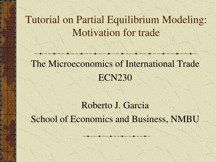Partial Equilibrium Modeling in International Trade
