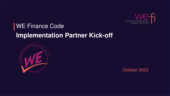 Women Entrepreneurs Finance Code Initiative Overview