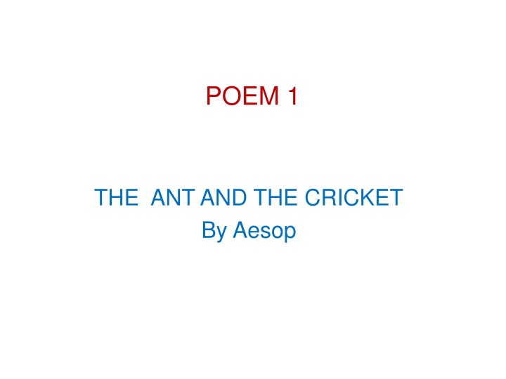 The Ant and the Cricket: A Tale of Diligence and Carelessness