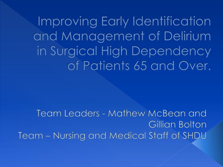Enhancing Delirium Management in Surgical High Dependency Patients 65 and Over