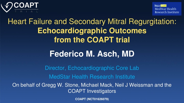 Echocardiographic Outcomes in Heart Failure Patients with Secondary Mitral Regurgitation: COAPT Trial