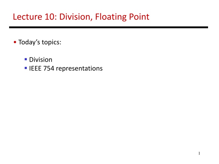 Division in IEEE 754 Floating Point Representations