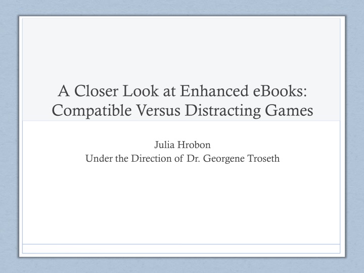 Impact of Interactivity on Enhanced eBooks for Children