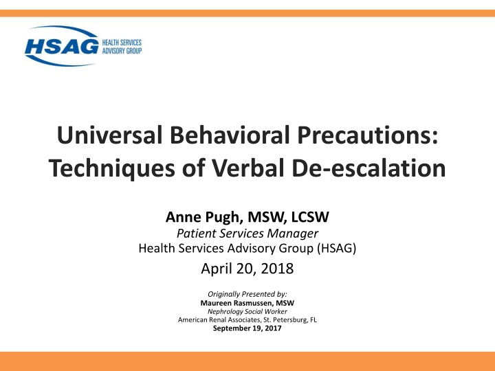 Techniques of Verbal De-escalation in Healthcare Settings