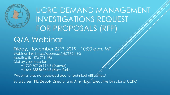 UCRC Demand Management Investigations Grant RFP Information
