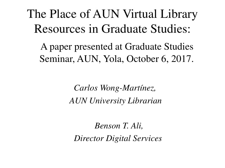 Evolution of Virtual Library Resources in Graduate Studies at AUN