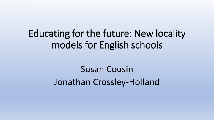 Locality Models for High-Quality Education Systems