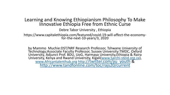 Ethiopianism Philosophy for an Innovative Ethiopia