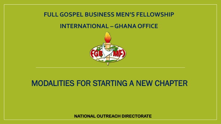 Foundational Guidelines for Establishing a New FGBMFI Chapter