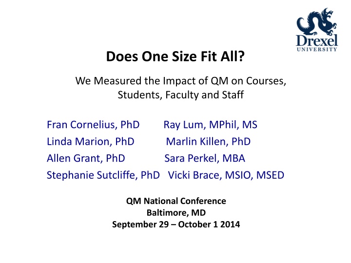 Measuring the Impact of Quality Matters on Online Programs at Drexel University