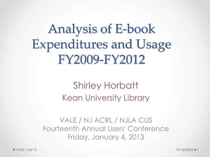 E-book Expenditures and Usage Analysis FY2009-FY2012 at Kean University Library