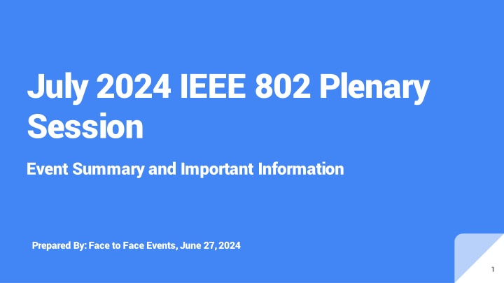 IEEE 802 Plenary Session Event Information