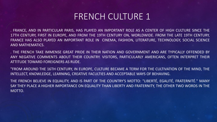 French Culture Through History: From High Culture to National Identity