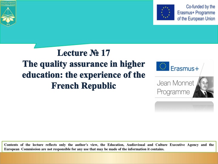 Quality Assurance in Higher Education: French Republic's Experience