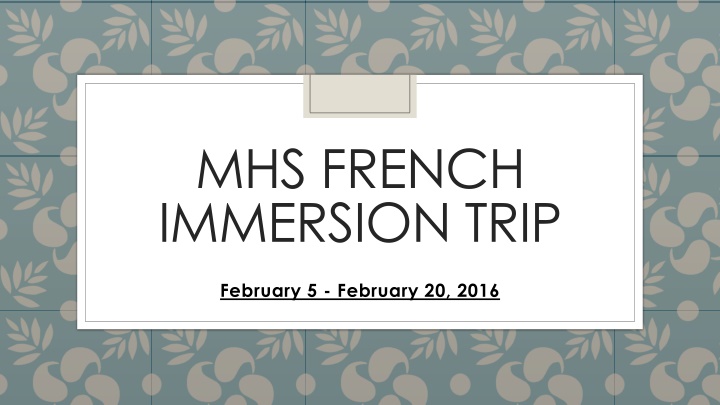 MHS French Immersion Trip - February 5-20, 2016: An Educational Journey Through Lyon, France