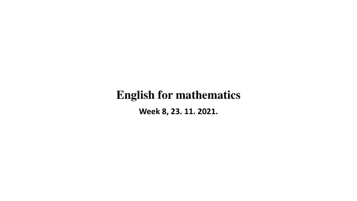Mathematics Through Reading Comprehension and Synonyms - English for Mathematics Week 8