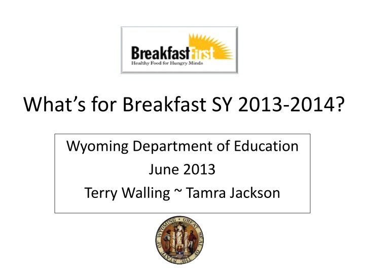Breakfast Meal Pattern and Menu Ideas for School Year 2013-2014